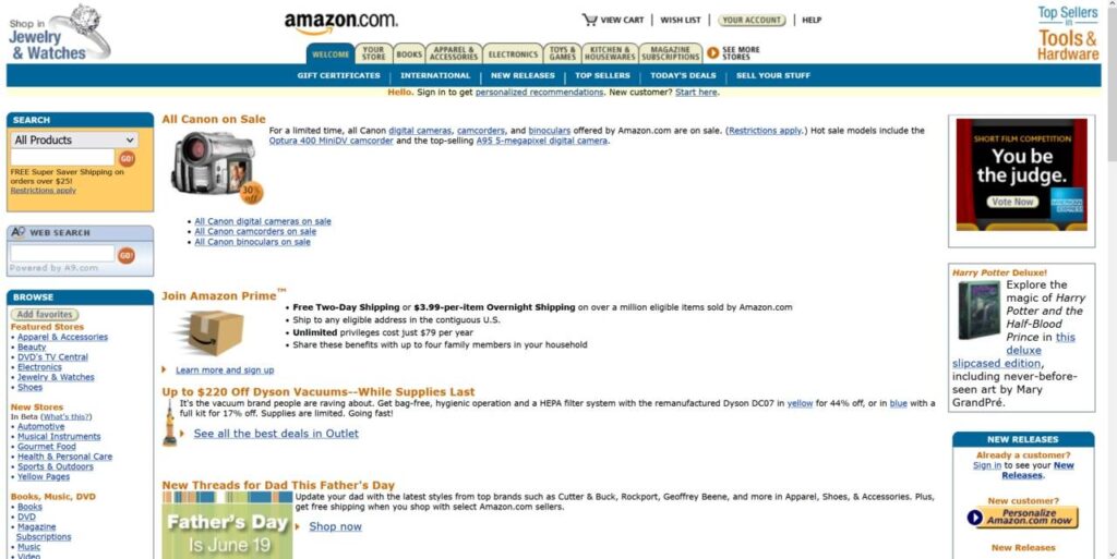 The old design from 2005 for Amazon.com