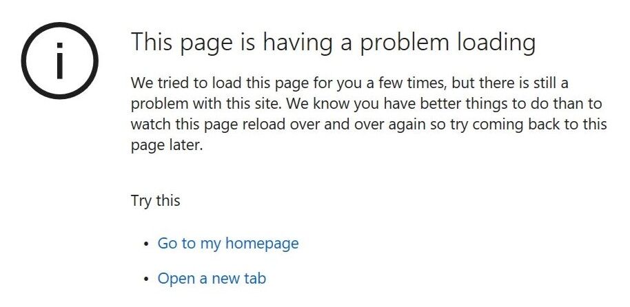 Page failure messages are the number 1 sign it's time to update your old website. 