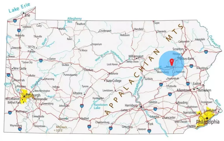 Pennsylvania Business Service Area Map Example.